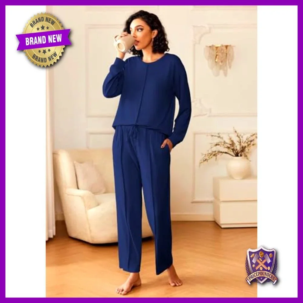Long Sleeve Pajama Set with Pockets, Cozy Lounge Wear, Size Small